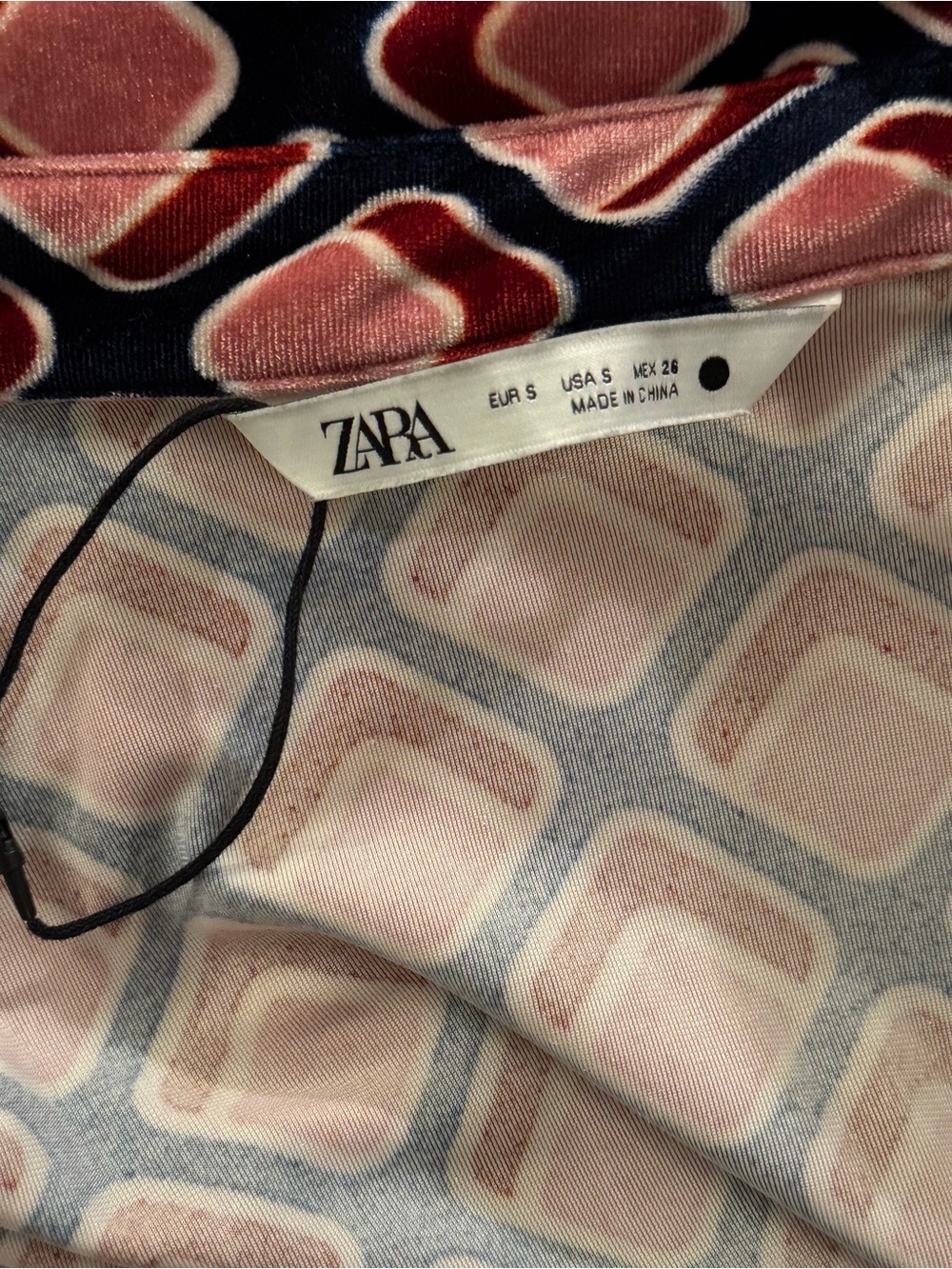 Zara Velvet Geometric Pattern Shirt Dress S